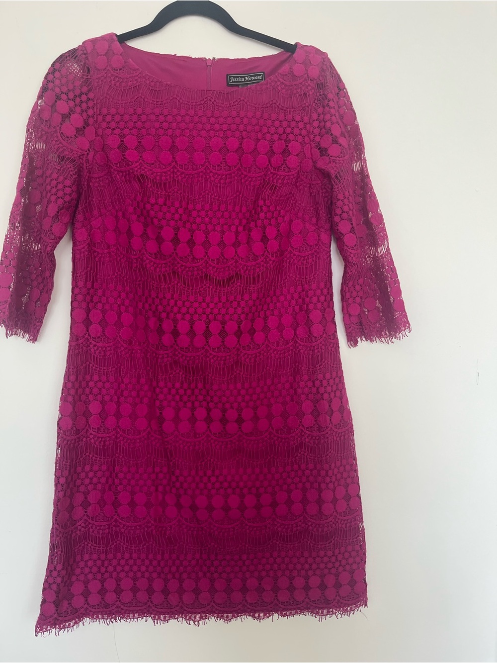 Jessica Howard Fuchsia Crochet Lace Sheath Dress